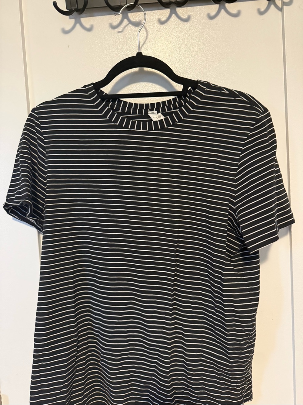 lululemon athletica Black and White Striped Short Sleeve Tee